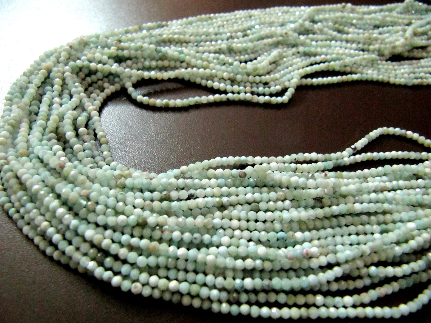 Natural Larimar 2mm to 3mm size Rondelle faceted beads Strand 13 inches Long Genuine gemstone Beads sold per strand Wholesale Prices