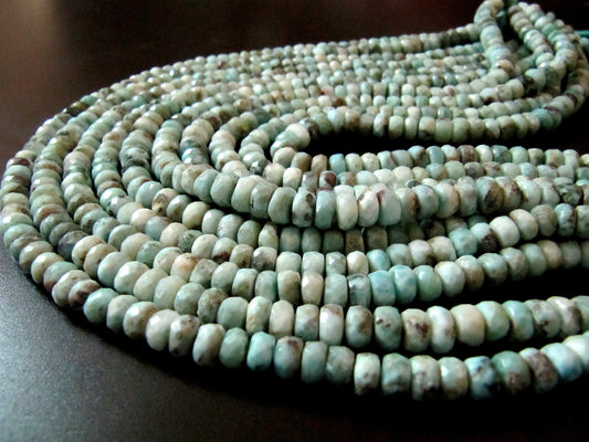 Natural Larimar Rondelle faceted beads Strand 7.5 inches Long Genuine gemstone Beads For Jewelry making sold per strand Wholesale Prices