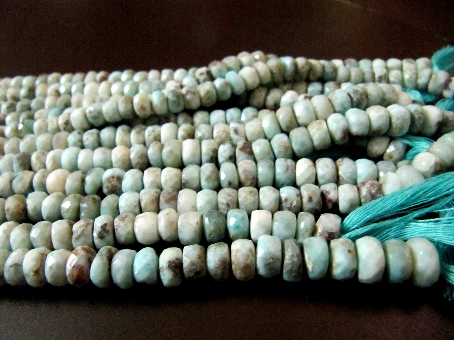 Natural Larimar Rondelle faceted beads Strand 7.5 inches Long Genuine gemstone Beads For Jewelry making sold per strand Wholesale Prices