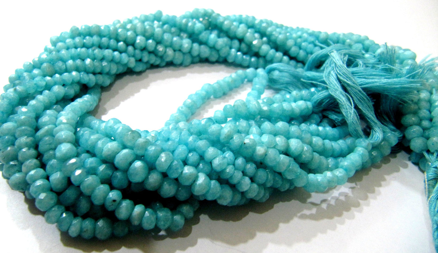 Natural Blue Opal 4-5mm Rondelle Faceted Gemstone Beads Strand 13 inches long  Semi Precious Beads Sold Per Strand Wholesale Prices