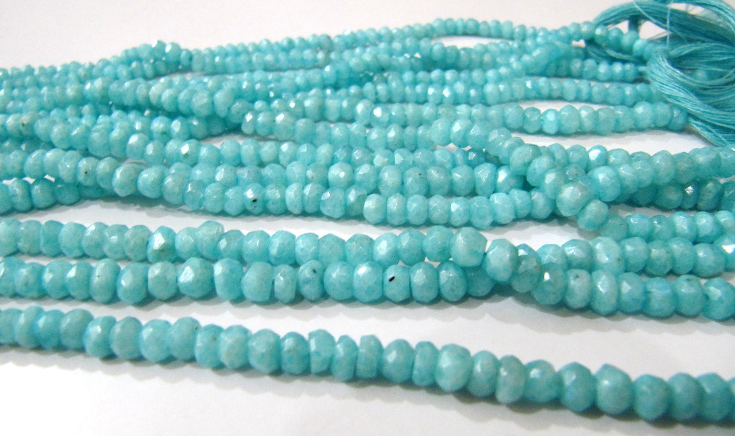 Natural Blue Opal 4-5mm Rondelle Faceted Gemstone Beads Strand 13 inches long  Semi Precious Beads Sold Per Strand Wholesale Prices