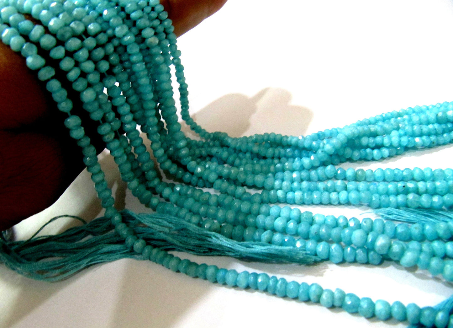 Natural Blue Opal 4-5mm Rondelle Faceted Gemstone Beads Strand 13 inches long  Semi Precious Beads Sold Per Strand Wholesale Prices