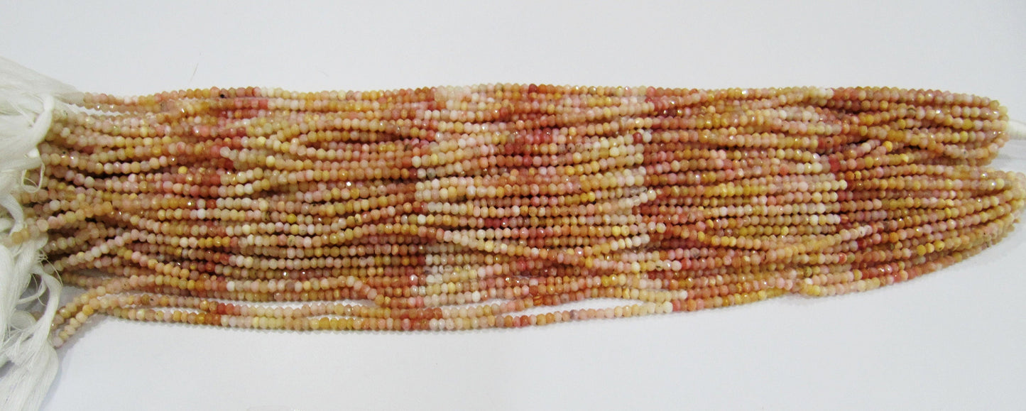 Natural Pink Opal Rondelle faceted Shaded Color 3-4mm Gemstone Beads Strands 13 inches Long Pink Opal Machine Cut Beads Sold Per Strand