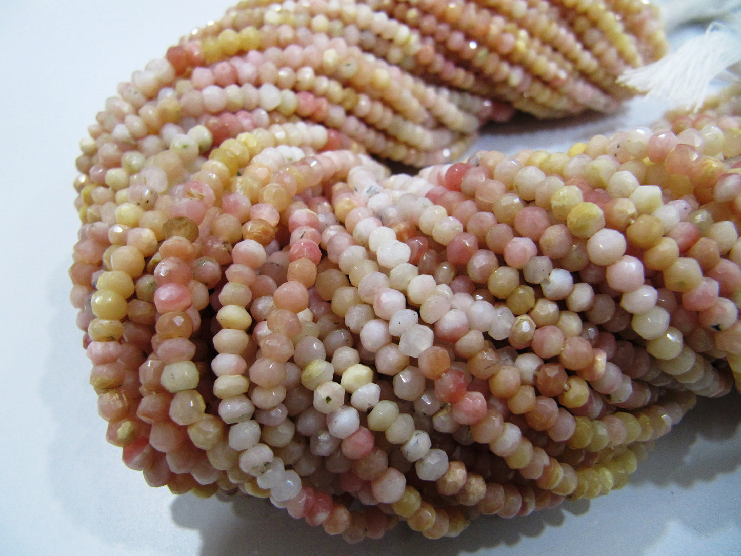Natural Pink Opal Rondelle faceted Shaded Color 3-4mm Gemstone Beads Strands 13 inches Long Pink Opal Machine Cut Beads Sold Per Strand