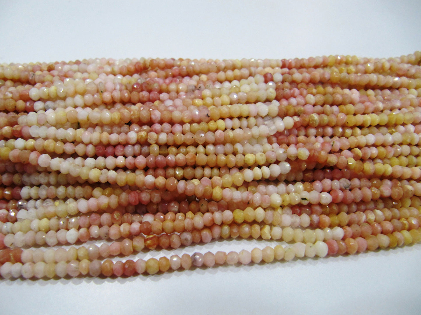 Natural Pink Opal Rondelle faceted Shaded Color 3-4mm Gemstone Beads Strands 13 inches Long Pink Opal Machine Cut Beads Sold Per Strand
