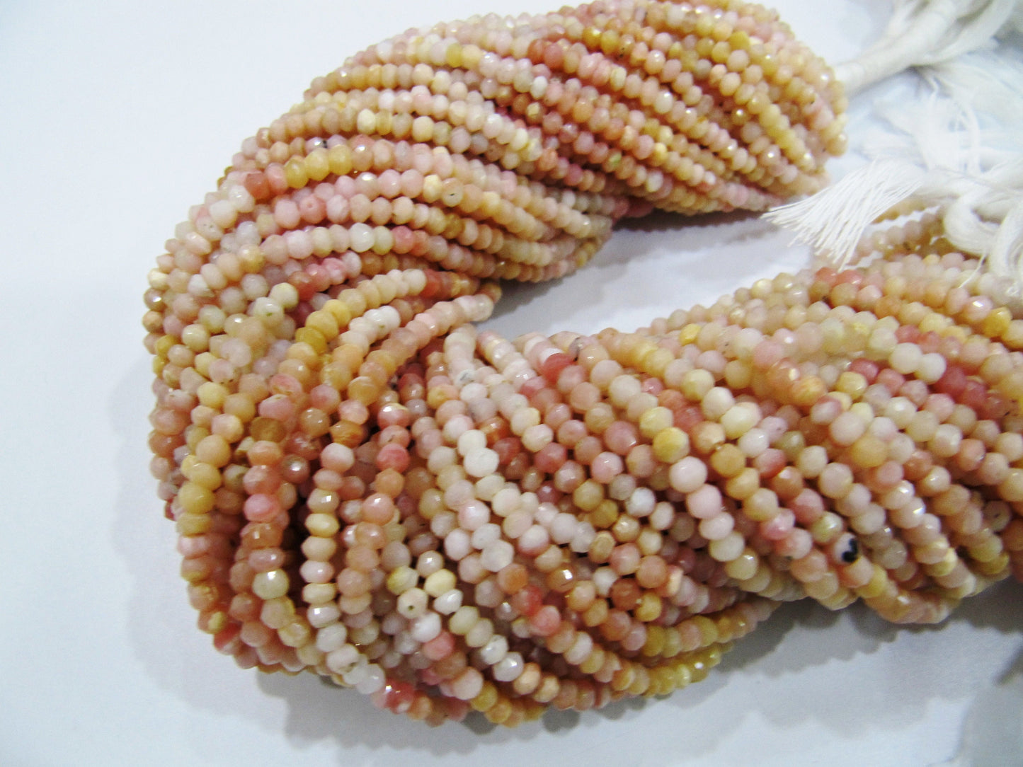 Natural Pink Opal Rondelle faceted Shaded Color 3-4mm Gemstone Beads Strands 13 inches Long Pink Opal Machine Cut Beads Sold Per Strand