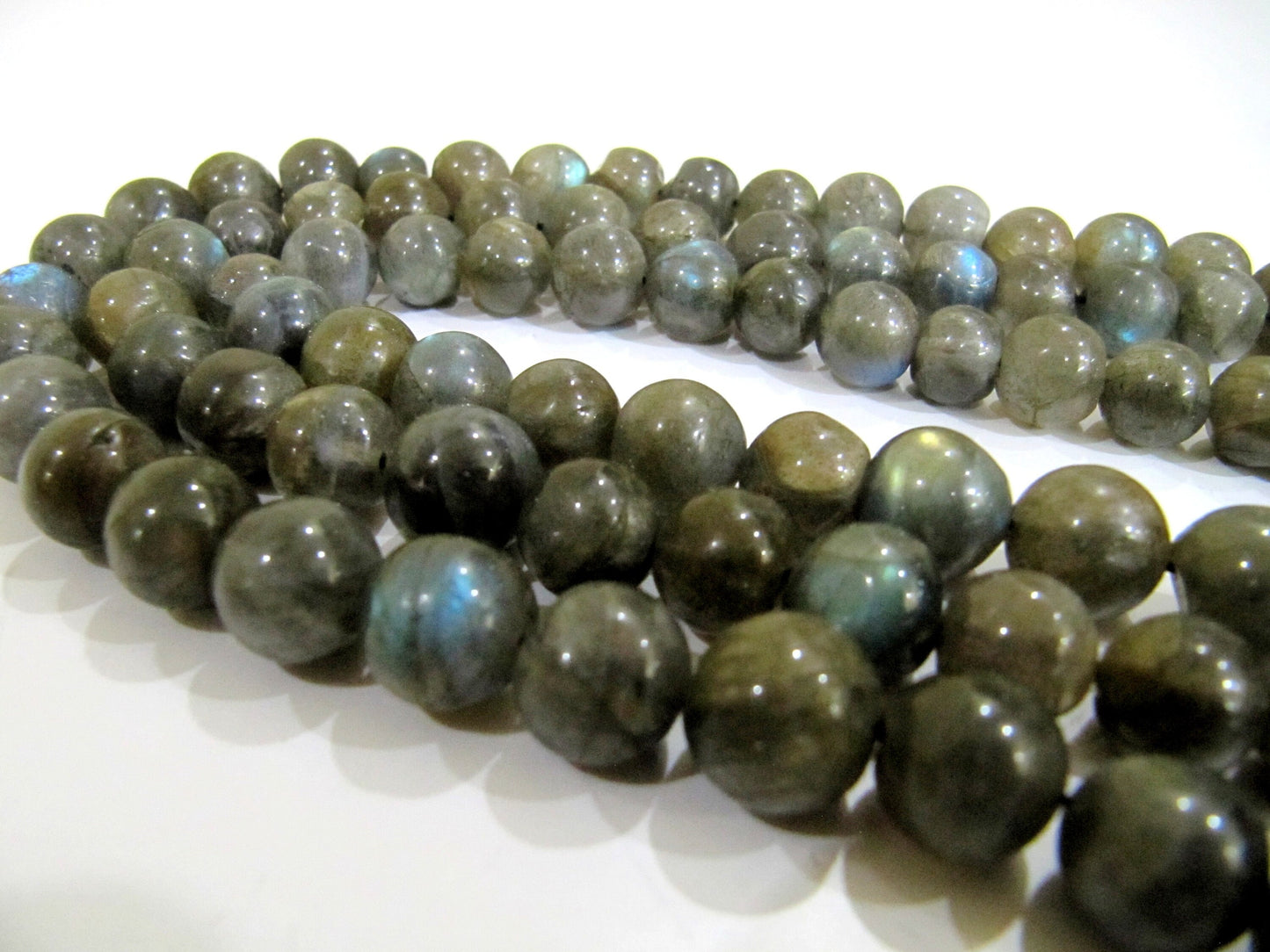 Natural Genuine Labradorite Round Ball Shape Plain Smooth Beads  Size 9-10mm Strand 8 inch long Black Rainbow Wholesale price