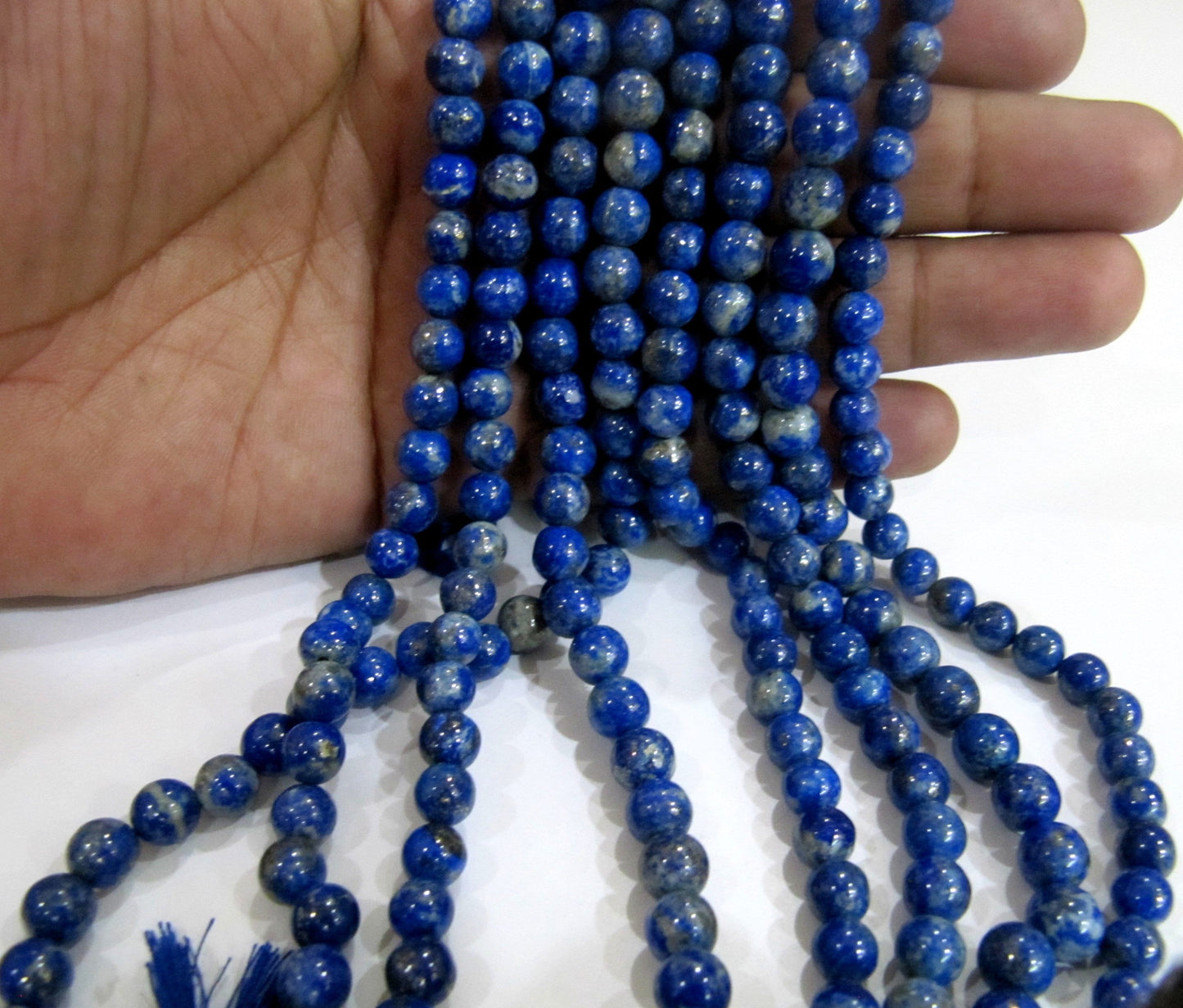 Natural Lapis Lazuli Round Ball Shape Plain Smooth 7mm Beads Strand 13 inches long Blue Color Beads For Jewelry Making Sold Per Strand