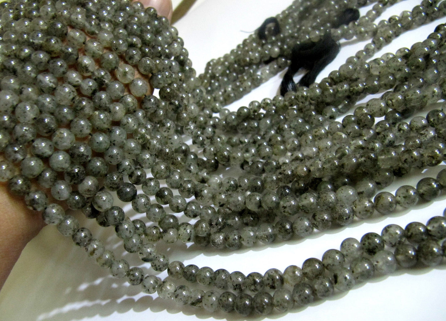 Natural Genuine Black Rutilated  Round Plain Smooth 6 mm Beads Strand 13 Inches Long Black Color Beads For Jewelry Making Sold Per Strand