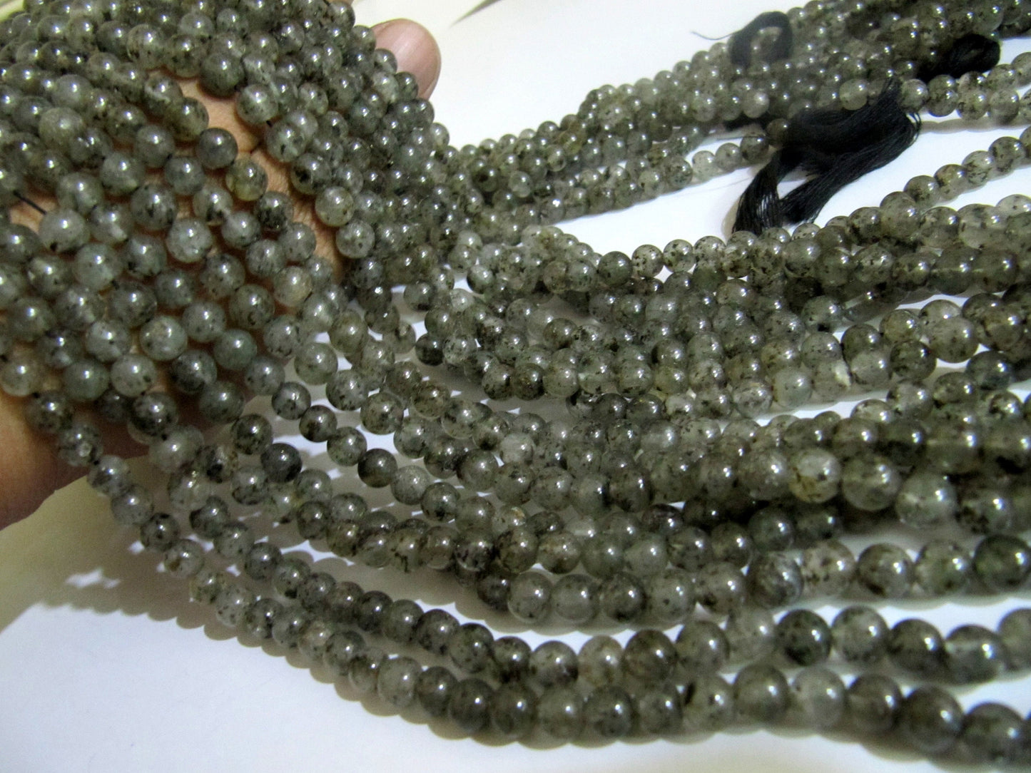 Natural Genuine Black Rutilated  Round Plain Smooth 6 mm Beads Strand 13 Inches Long Black Color Beads For Jewelry Making Sold Per Strand