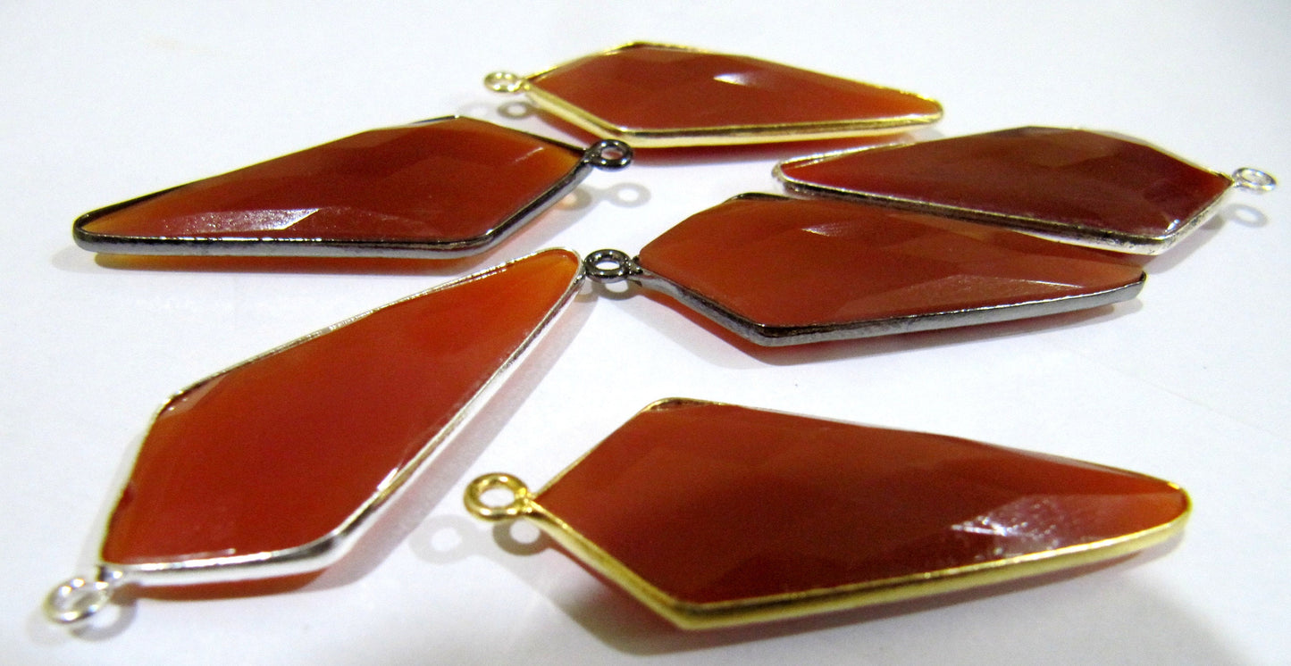 Mix Color Gemstone Briolette Faceted 15x35mm Approximately Arrowhead Shape  Single Loop  Bezel Connector Choose the gemstone color