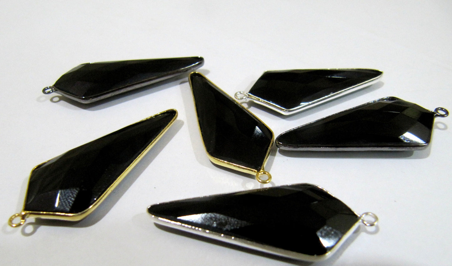 Mix Color Gemstone Briolette Faceted 15x35mm Approximately Arrowhead Shape  Single Loop  Bezel Connector Choose the gemstone color
