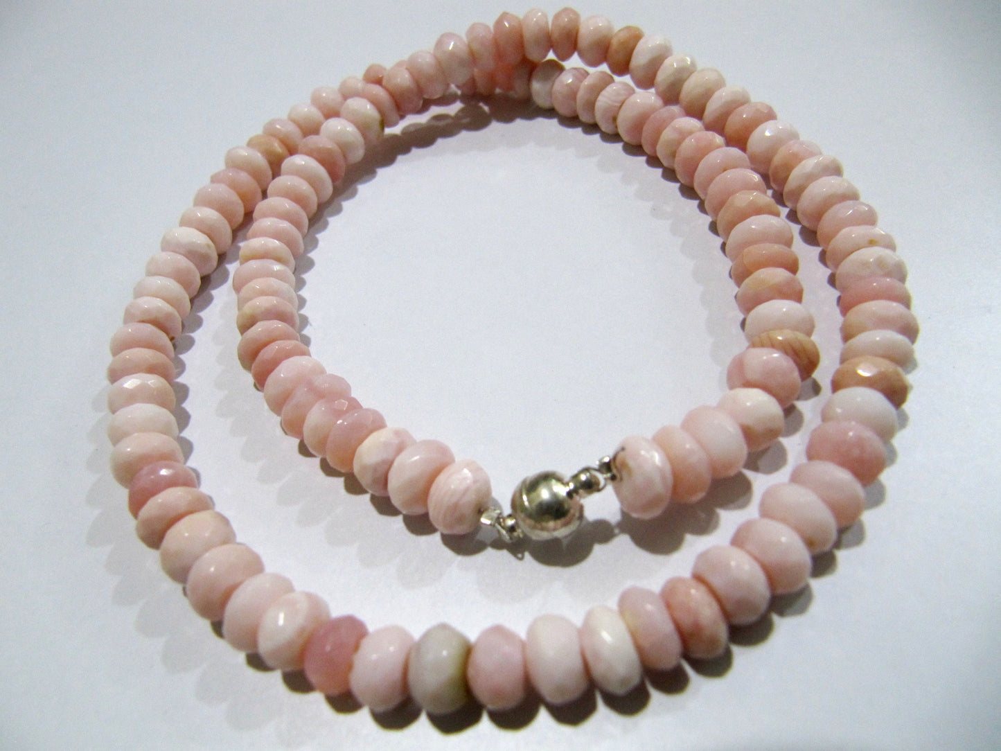 Natural Pink Opal Rondelle Faceted 6-7mm Pink Color Beaded Necklace With Magnetic Clasp Top Quality Wholesale prices
