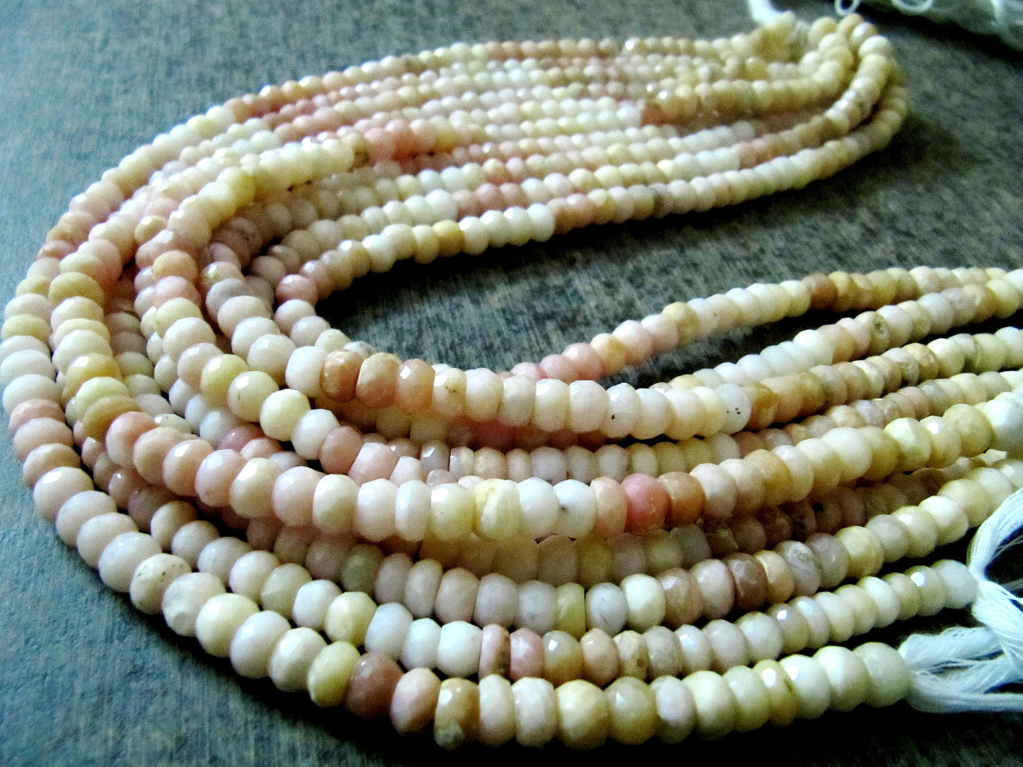 Natural Pink Opal Rondelle faceted Shaded Color 6-7mm Gemstone Beads Strands 13 inches Long Pink Opal Machine Cut Beads Sold Per Strand