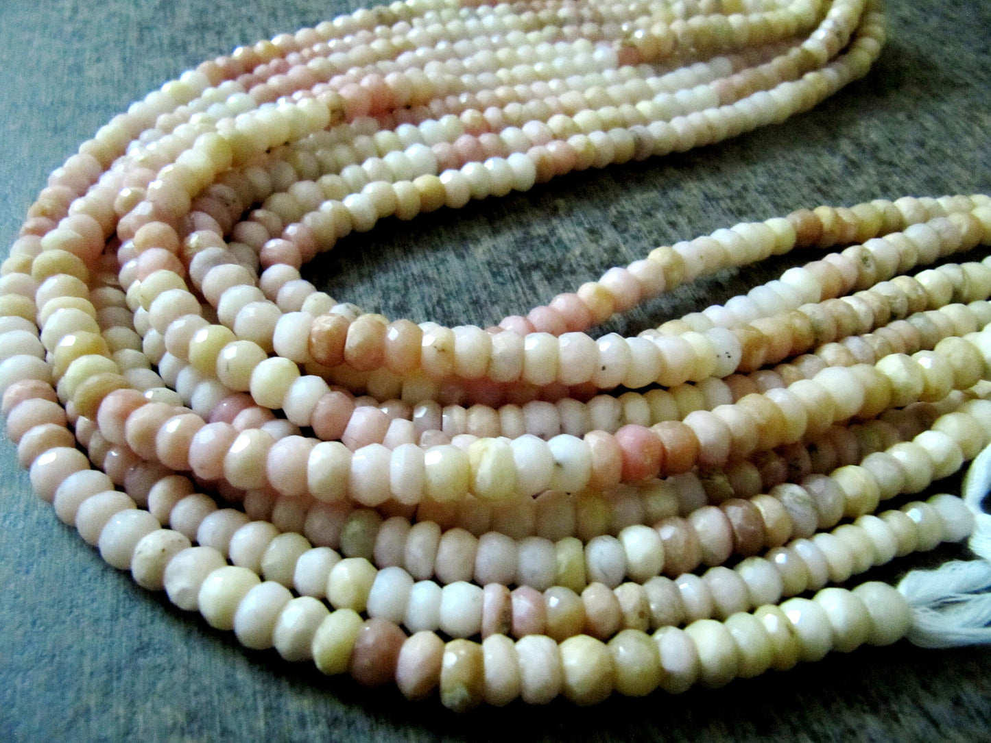 Natural Pink Opal Rondelle faceted Shaded Color 6-7mm Gemstone Beads Strands 13 inches Long Pink Opal Machine Cut Beads Sold Per Strand