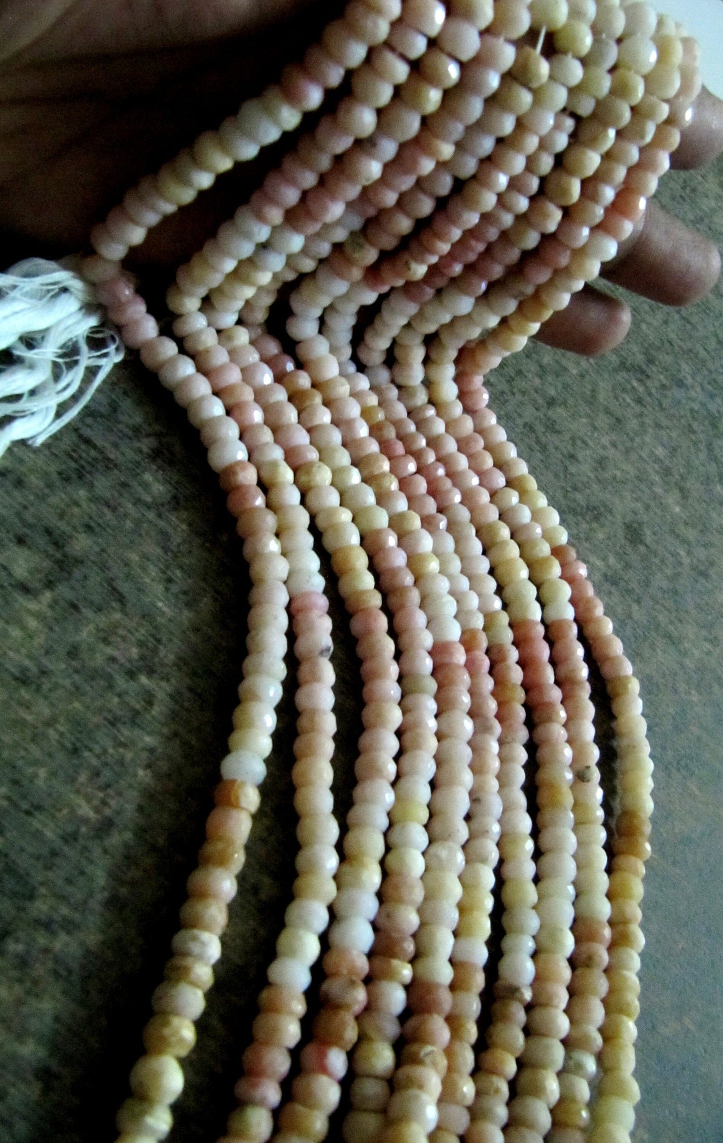 Natural Pink Opal Rondelle faceted Shaded Color 6-7mm Gemstone Beads Strands 13 inches Long Pink Opal Machine Cut Beads Sold Per Strand