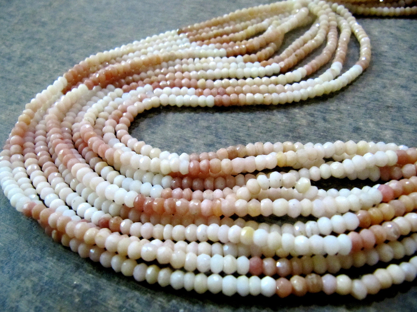 Natural Pink Opal Rondelle faceted Shaded Color 4mm Gemstone Beads Strands 13 inches Long Pink Opal Machine Cut Beads Sold Per Strand