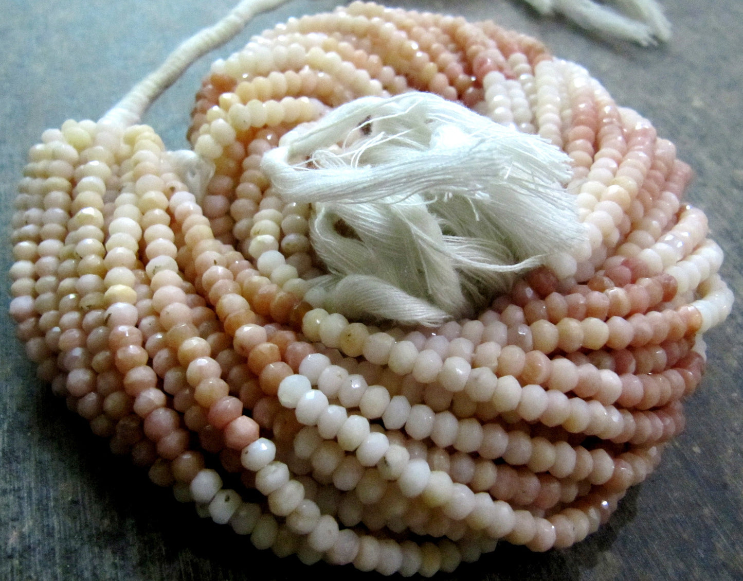 Natural Pink Opal Rondelle faceted Shaded Color 4mm Gemstone Beads Strands 13 inches Long Pink Opal Machine Cut Beads Sold Per Strand