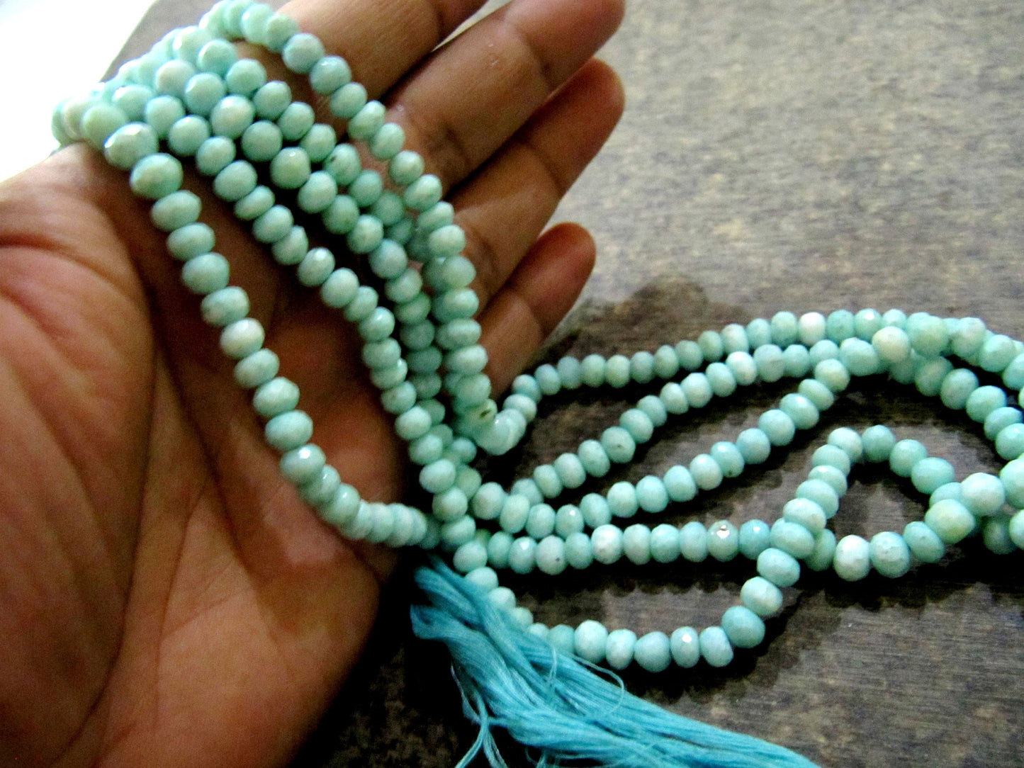 Natural Blue Opal 6-7mm Rondelle Faceted Gemstone Beads Strand 7 inches long  Semi Precious Beads Sold Per Strand Wholesale Prices