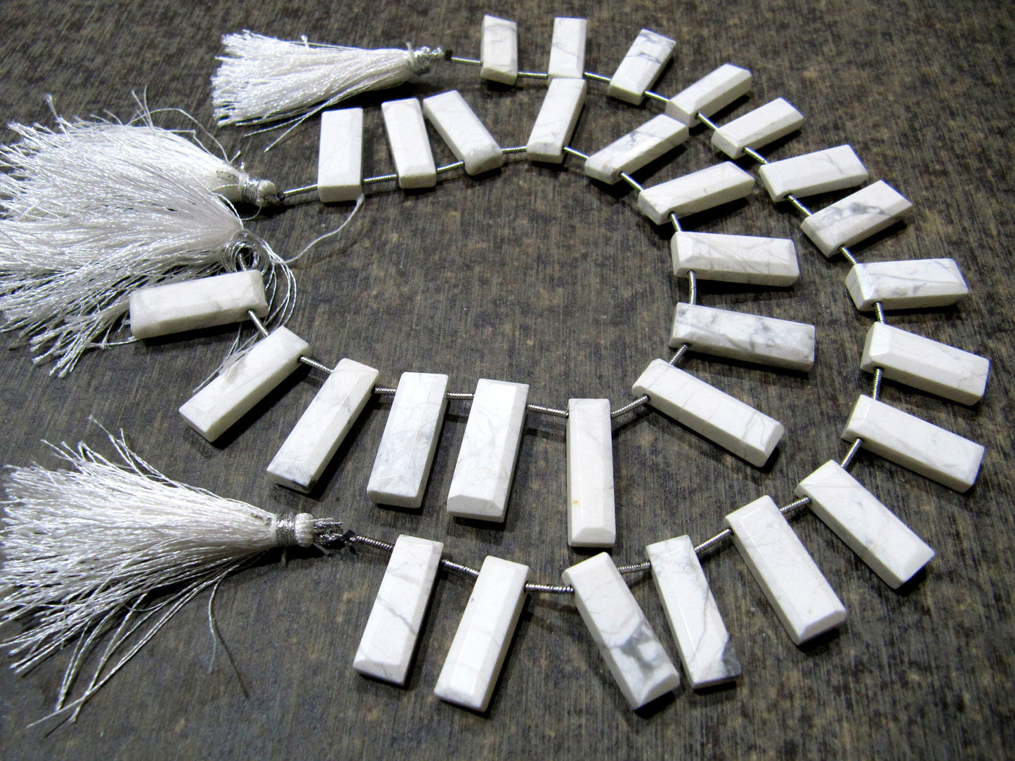 Natural White Howlite Baguette Shape 8x12mm Approximately Long Beads strand 8 Inches long Sold Per Strand Jewelry making Rectangle Beads