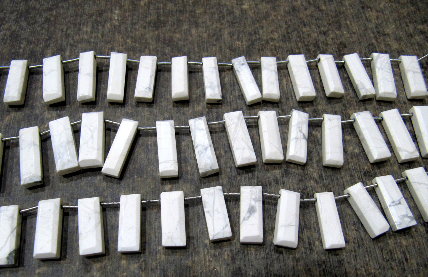 Natural White Howlite Baguette Shape 8x12mm Approximately Long Beads strand 8 Inches long Sold Per Strand Jewelry making Rectangle Beads