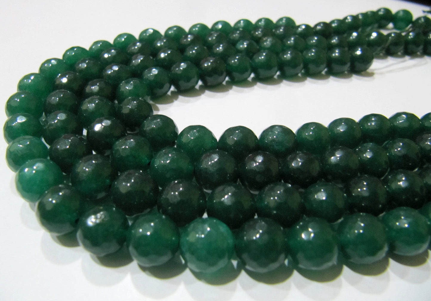 Green Jade Round Faceted Round Ball Shape 10mm Size Beads Strand 15 inches long Green Jade Gemstone Beads Wholesale Prices