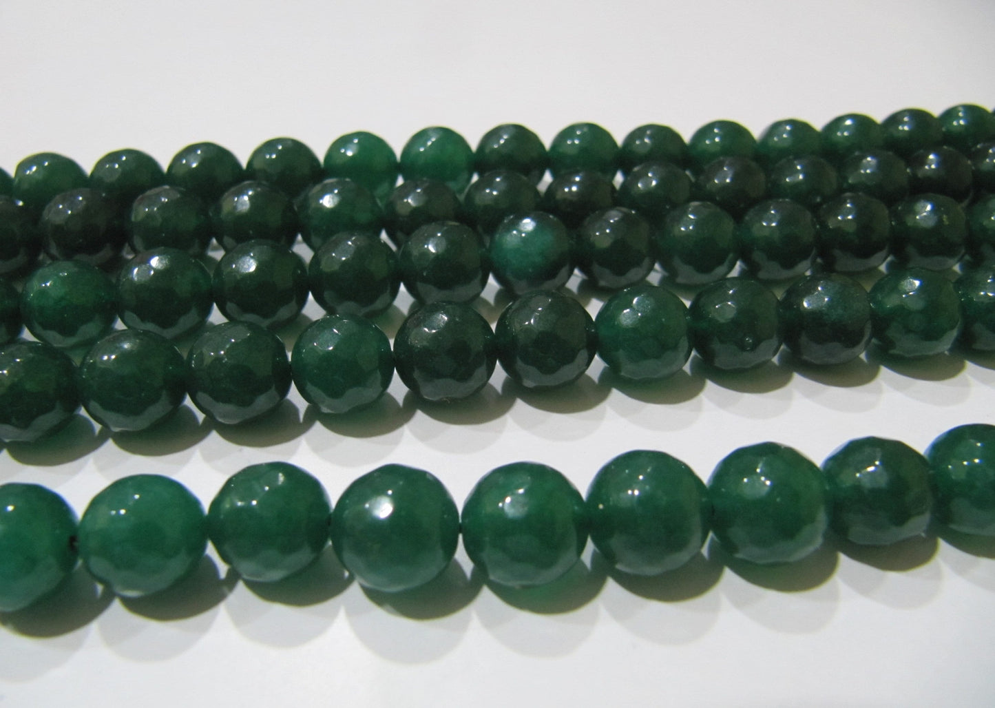 Green Jade Round Faceted Round Ball Shape 10mm Size Beads Strand 15 inches long Green Jade Gemstone Beads Wholesale Prices