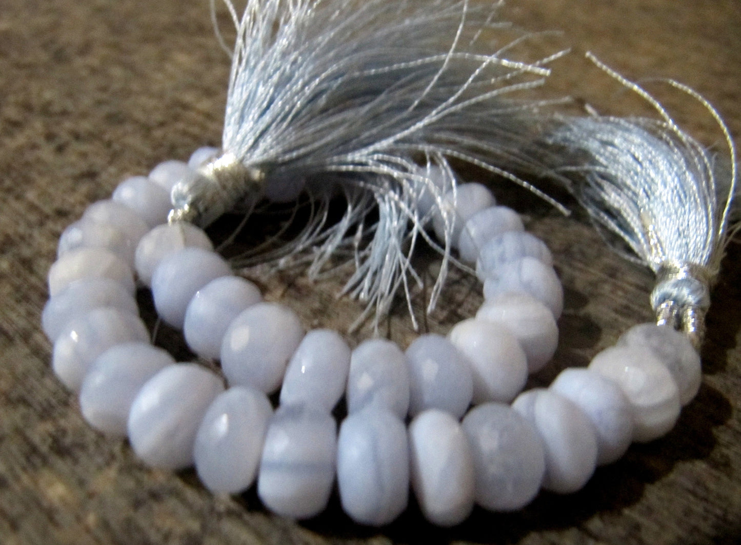 Natural Blue Lace Agate Rondelle Faceted Briolette Size 7-9mm Beads Strand 8 inch Long Top Quality Beads Wholesale Prices