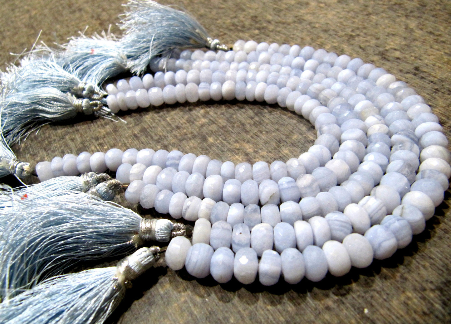 Natural Blue Lace Agate Rondelle Faceted Briolette Size 7-9mm Beads Strand 8 inch Long Top Quality Beads Wholesale Prices