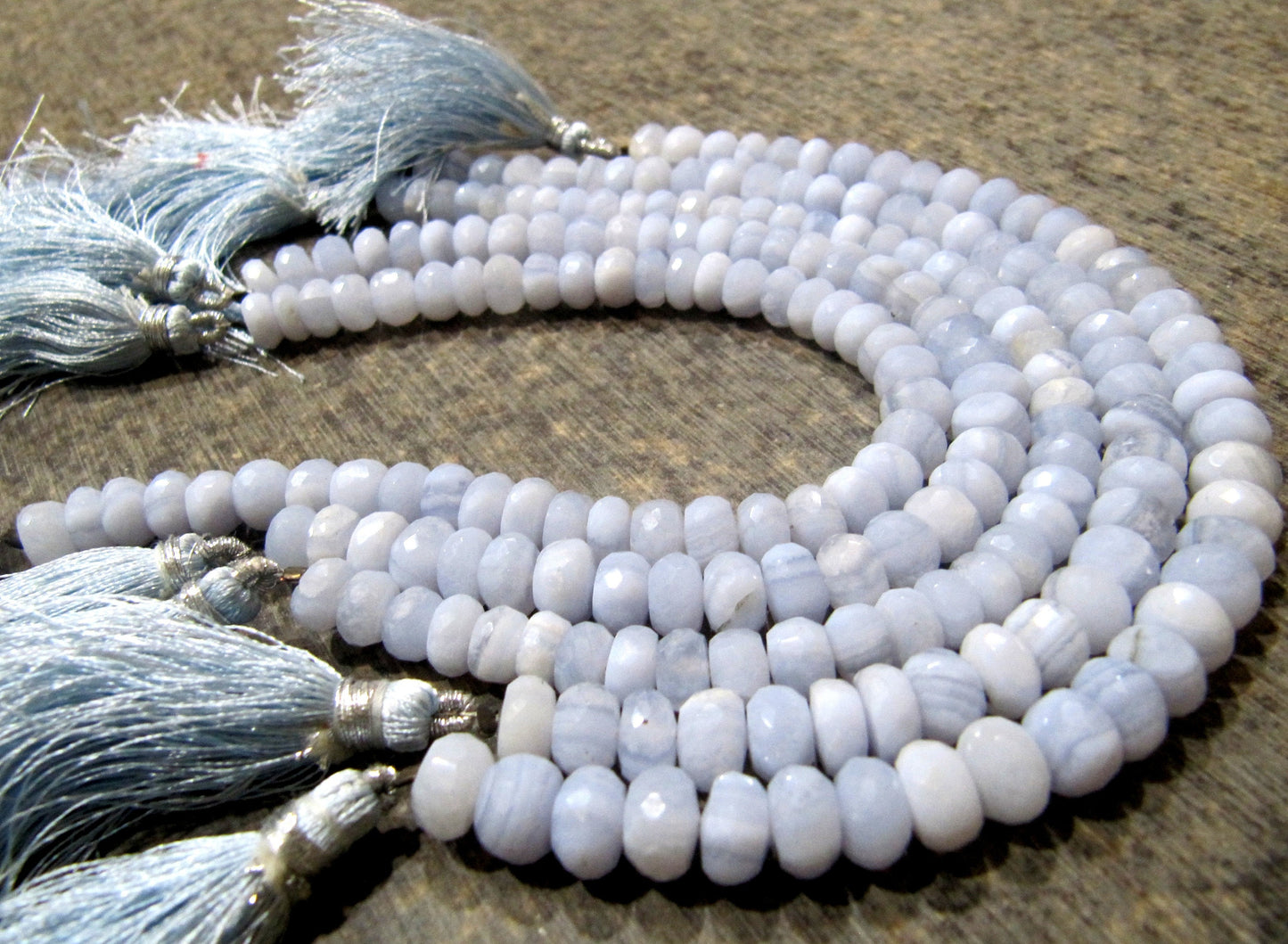 Natural Blue Lace Agate Rondelle Faceted Briolette Size 7-9mm Beads Strand 8 inch Long Top Quality Beads Wholesale Prices
