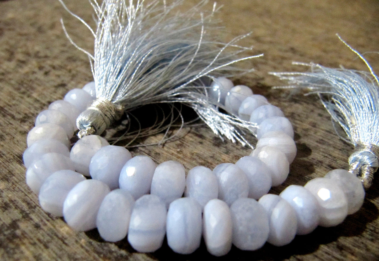 Natural Blue Lace Agate Rondelle Faceted Briolette Size 7-9mm Beads Strand 8 inch Long Top Quality Beads Wholesale Prices