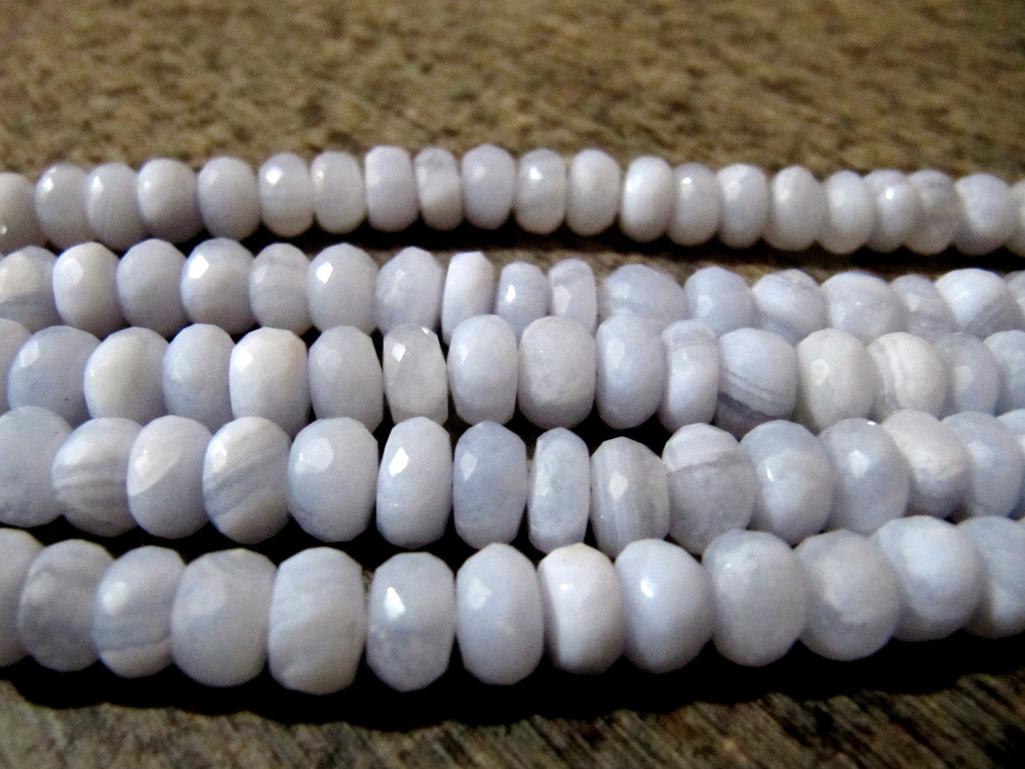 Natural Blue Lace Agate Rondelle Faceted Briolette Size 7-9mm Beads Strand 8 inch Long Top Quality Beads Wholesale Prices
