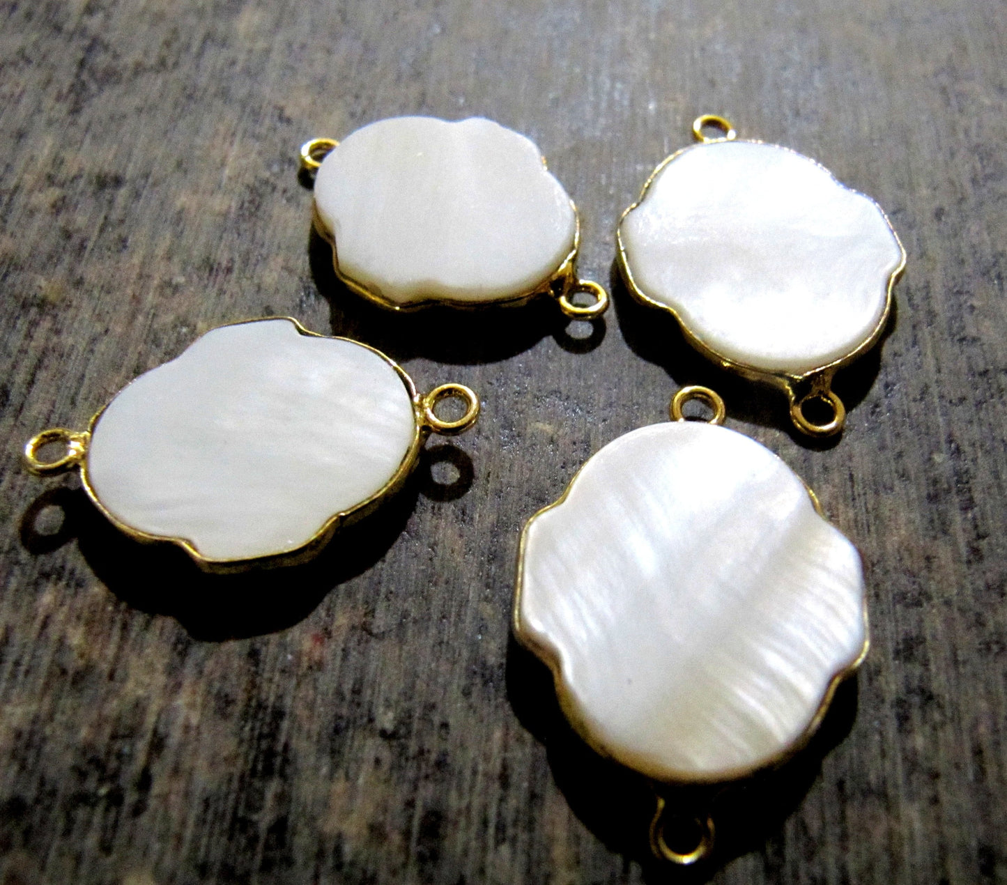 Natural Mother of Pearl Fancy Shape Briolette Double Loop Bezel Connector TopQuality Pearl Bezel For Jewelry Making Choose Shape and Plating