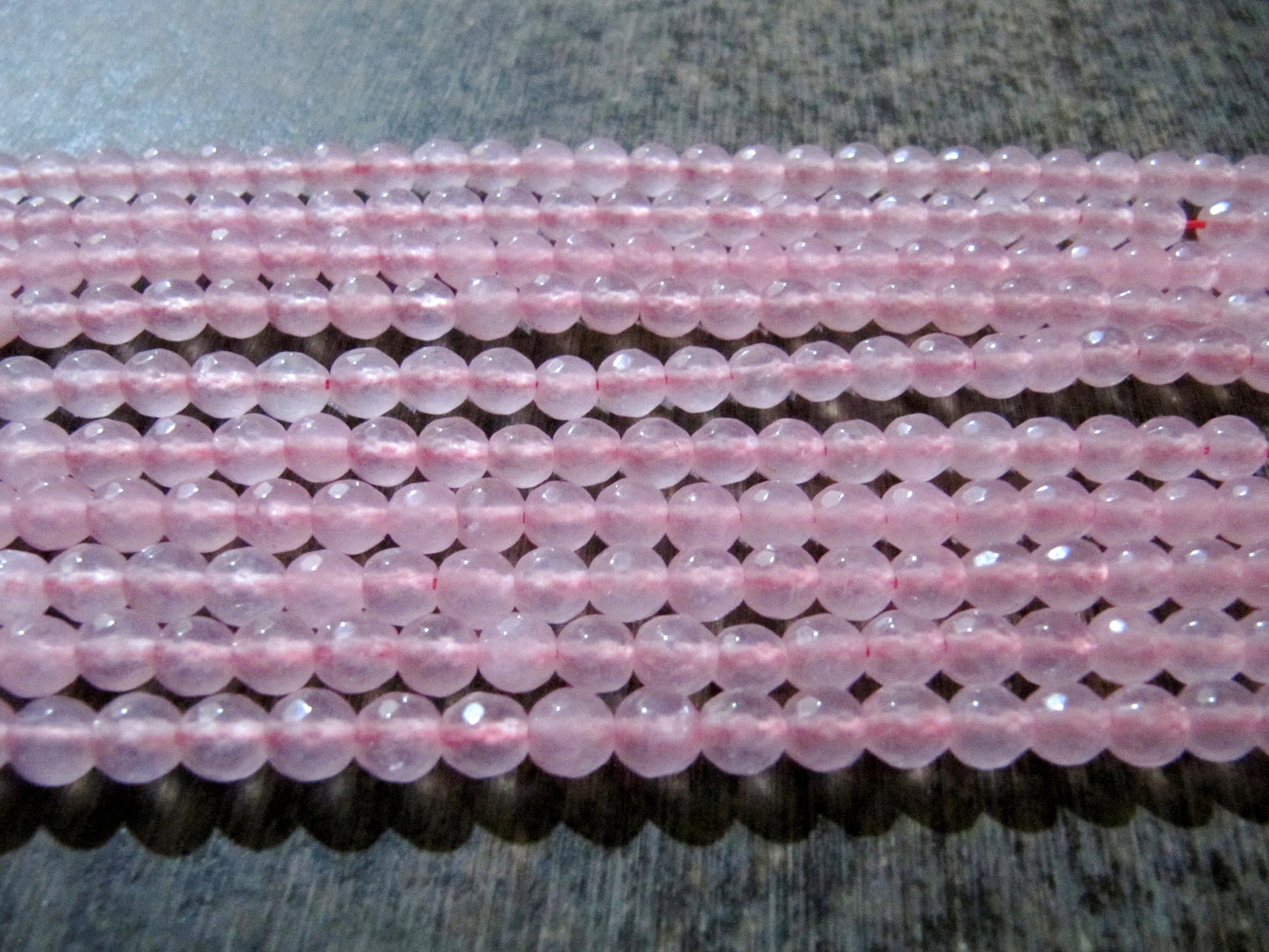 Natural Rose Quartz Round Shape  Briolette Faceted 5-6mm Beads Pink Colour Beads For Jewelry Making Sold Per Strand 14-15 Inches Long