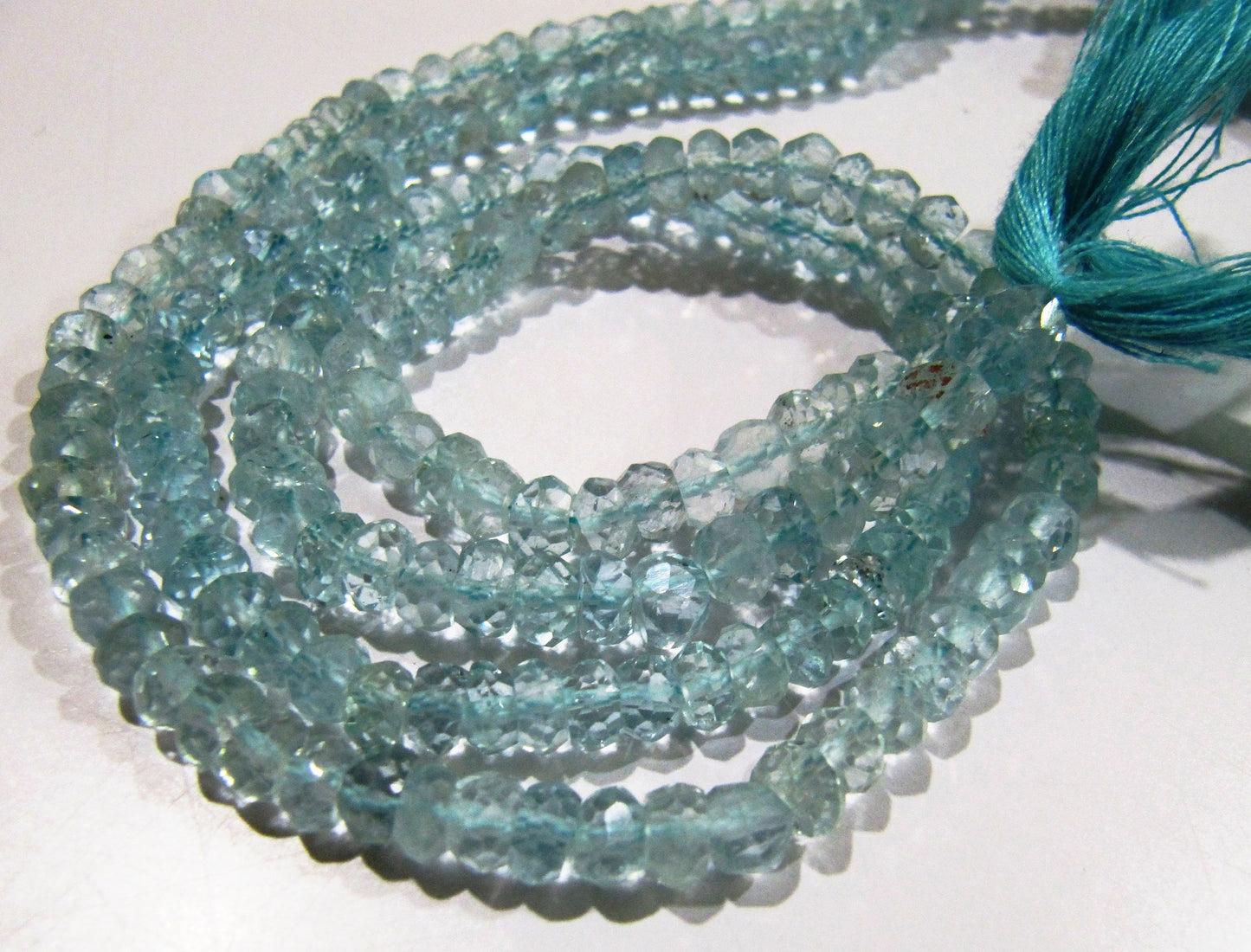 Natural Aquamarine Rondelle Faceted Gemstone Beads sold per Strand 13 inches long  Wholesale Prices aquamarine Gemstone Choose the Size