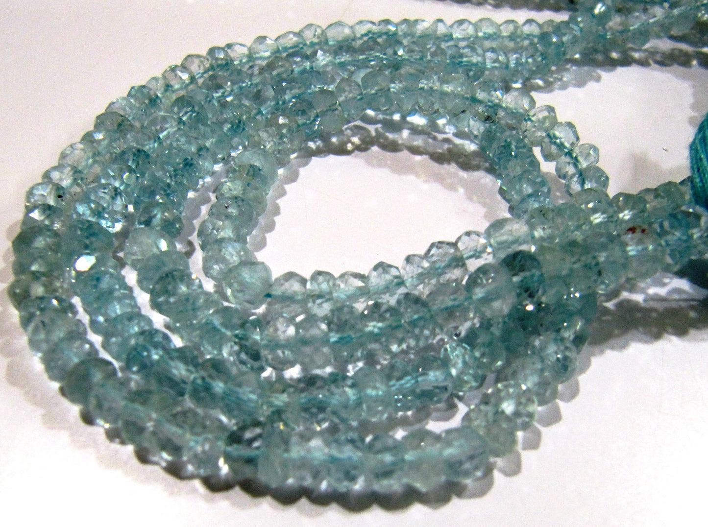 Natural Aquamarine Rondelle Faceted Gemstone Beads sold per Strand 13 inches long  Wholesale Prices aquamarine Gemstone Choose the Size