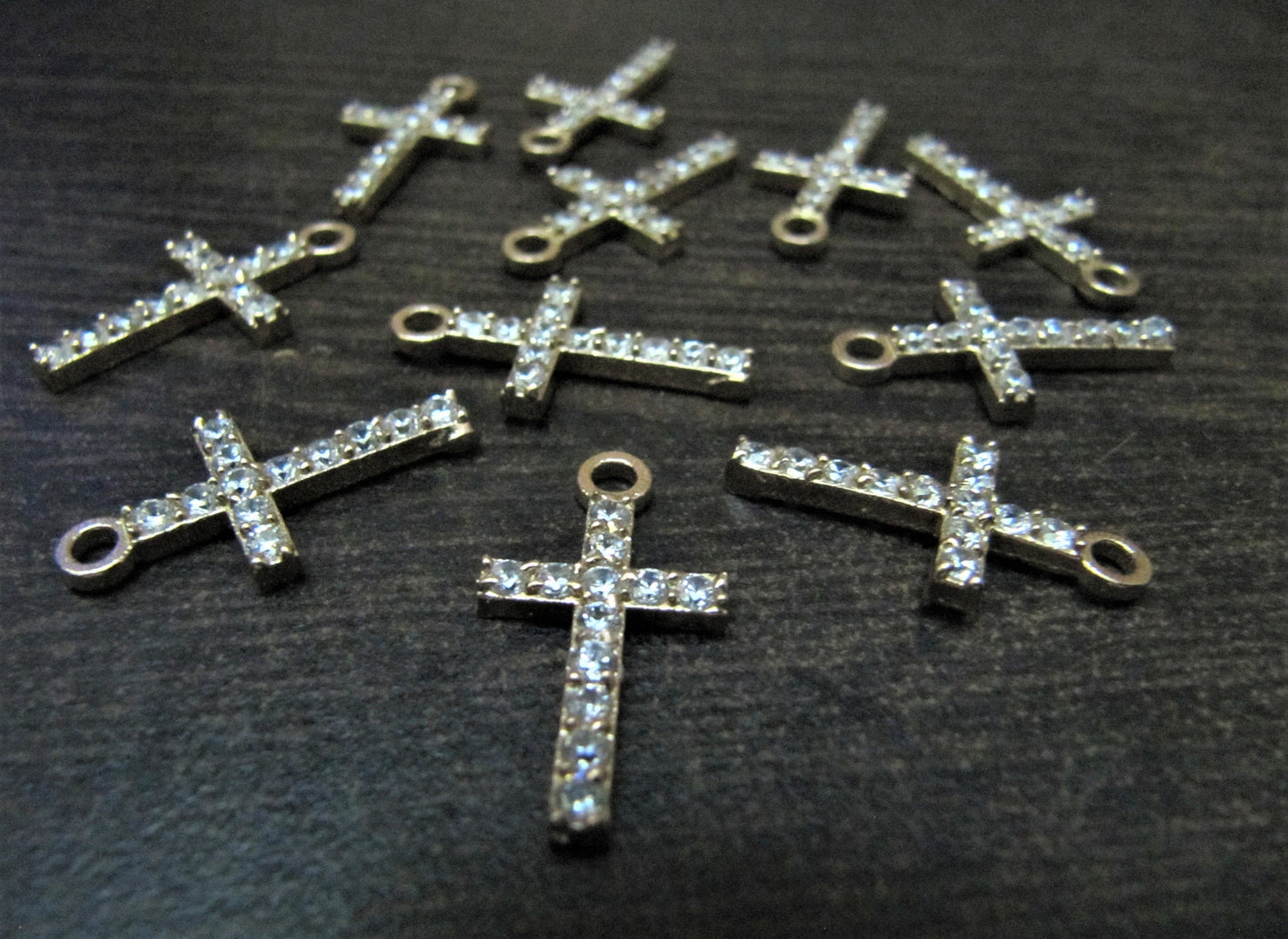 Tiny Holy Cross CZ Pendant Charm approximately 1 inch long Sold per piece Wholesale rates