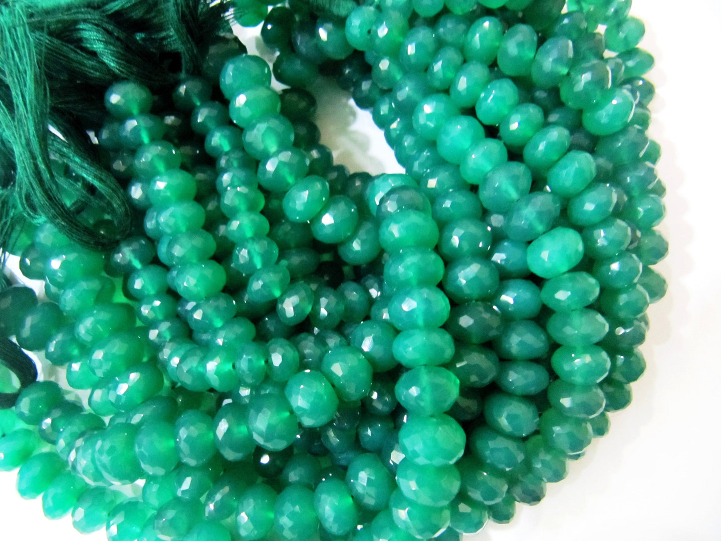 Natural Green Onyx Rondelle Faceted Beads 7 to 8 mm Strand 9 inches long High Quality Beads Wholesale prices jewelry making gemstone beads