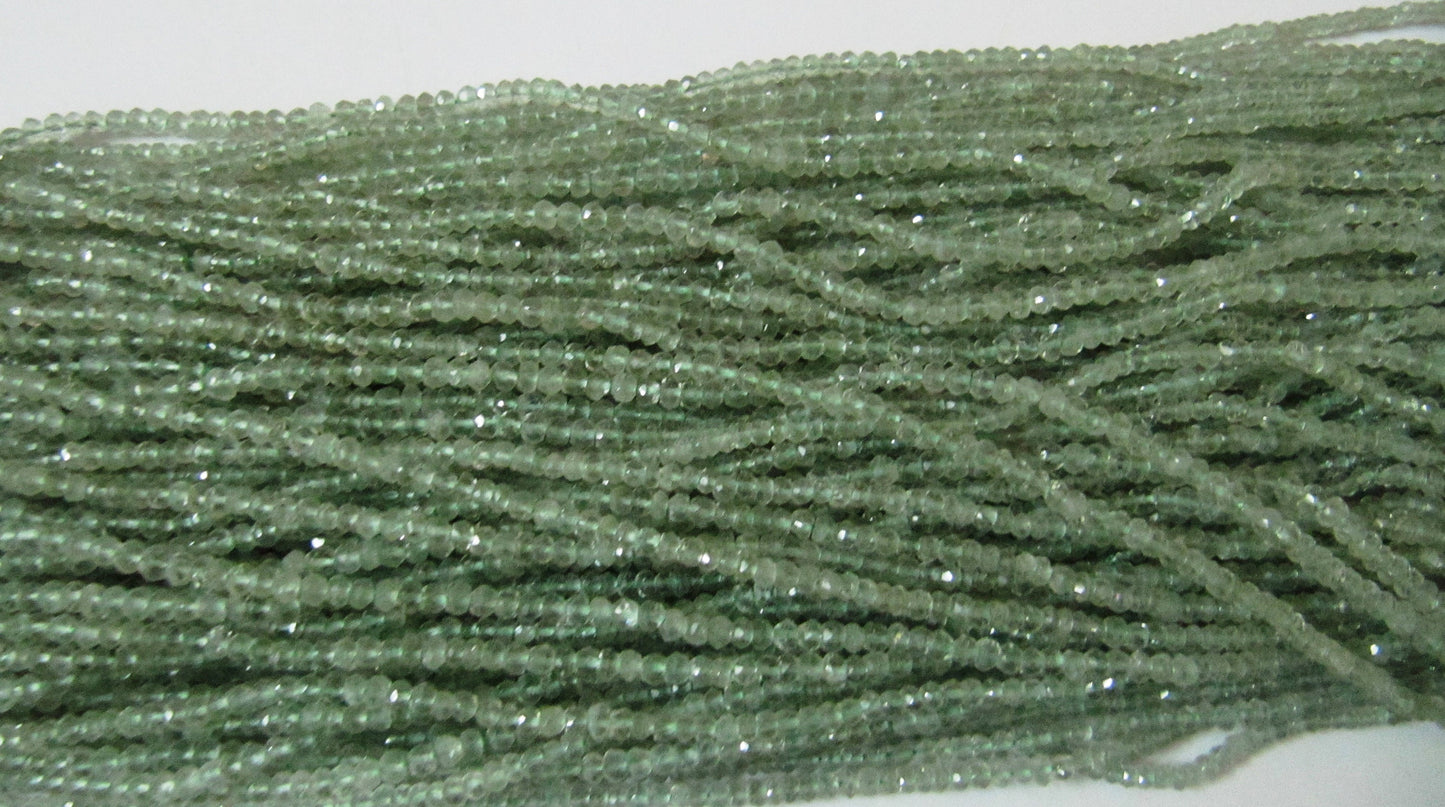 Natural Green Amethyst Rondelle Faceted 3-4mm Size Beads Strand 13 inches Long Wholesale Prices Jewelry making Beads