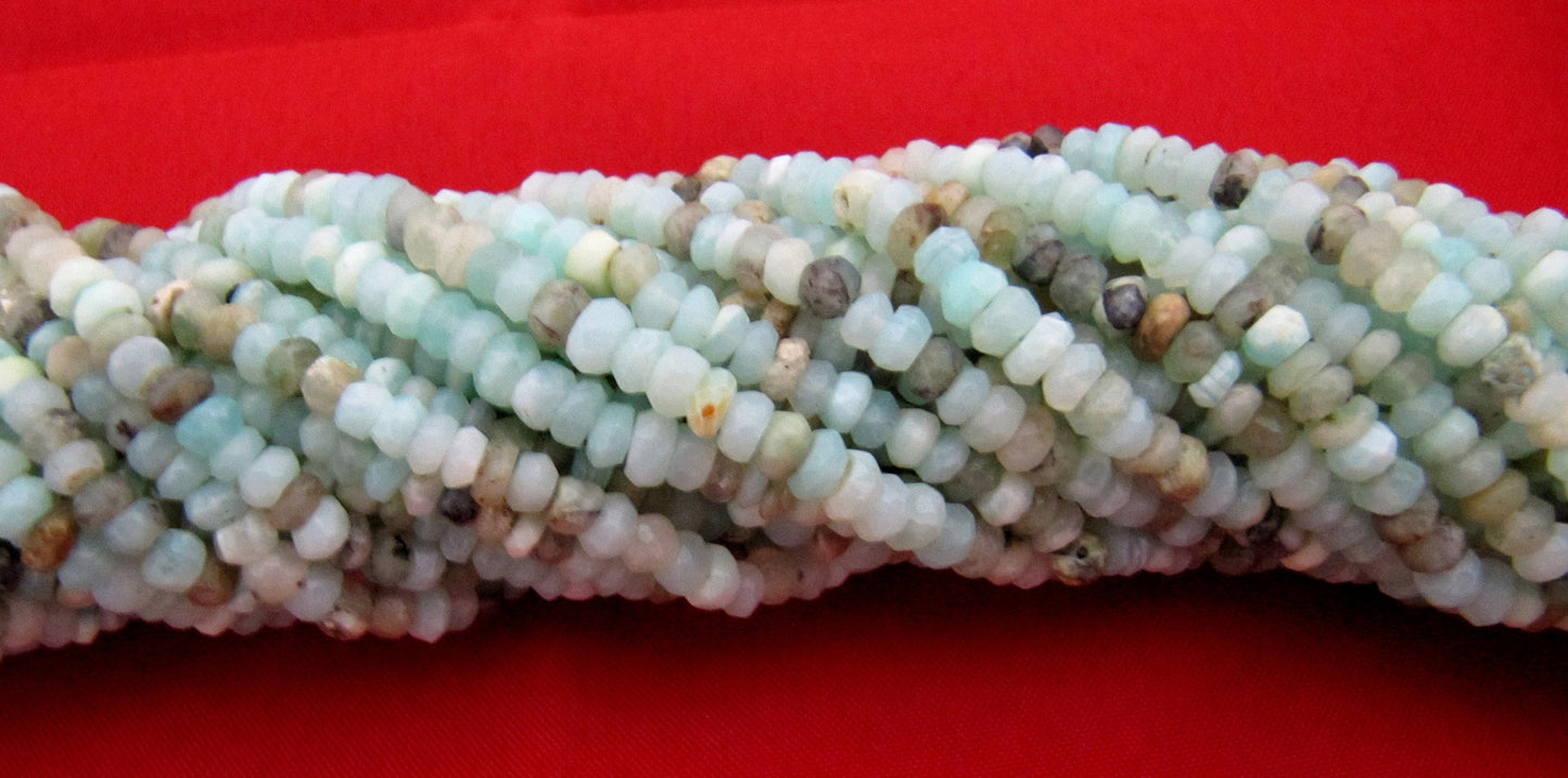 Natural Peruvian Opal Rondelle faceted Beads 4mm best Quality Beads Strand 13-14 inches Long Jewelry making gemstone beads sold per strand