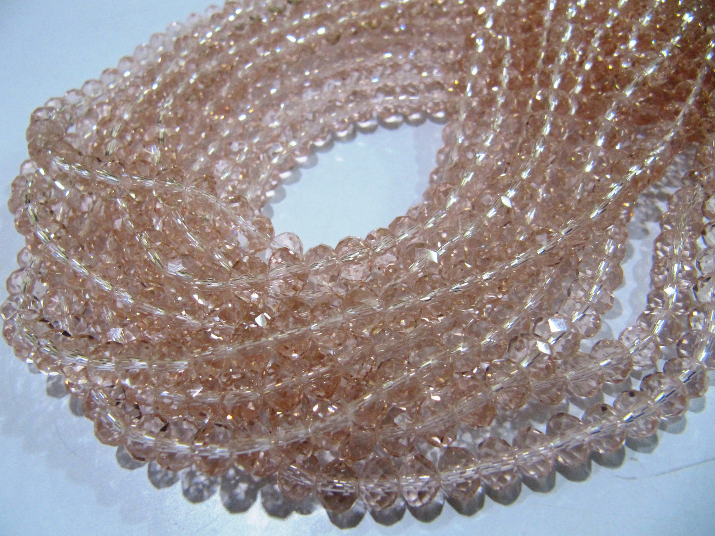 Pink Quartz Rondelle Faceted Size 6MM Beads  Micro Faceted Crystal Far Size Beads 100 Beads Per Strings  Approx Wholesale Prices