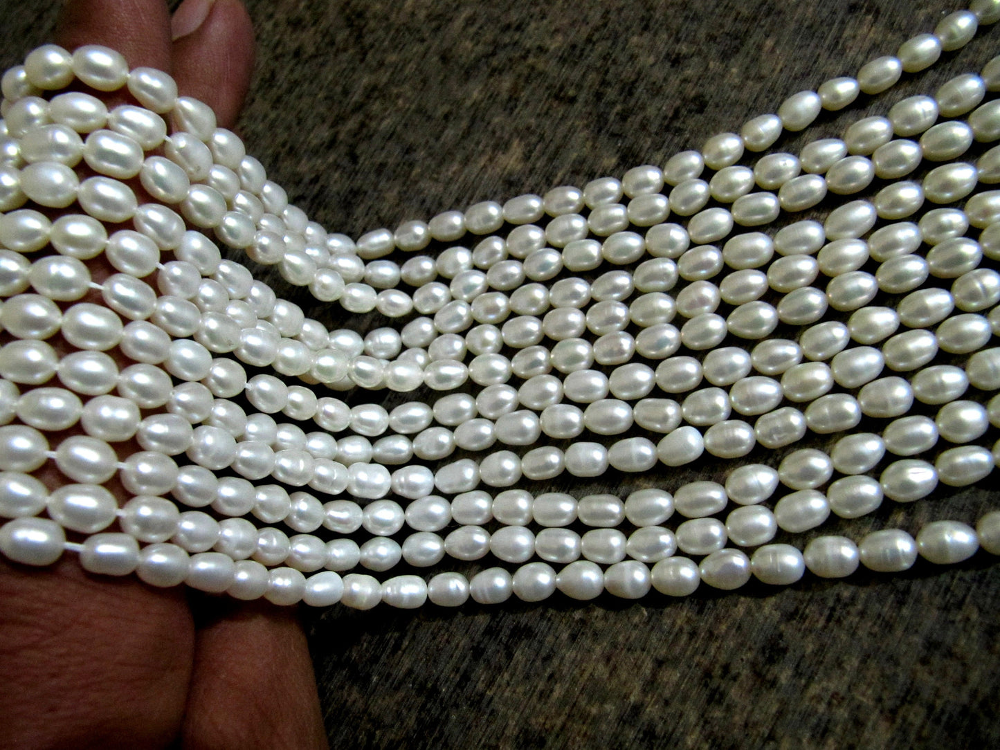 Natural Fresh water Pearl Rice White Pearl 5X7mm Size Beads Strand 15 inches Long Top Quality Jewelry Making Gemstone Beads