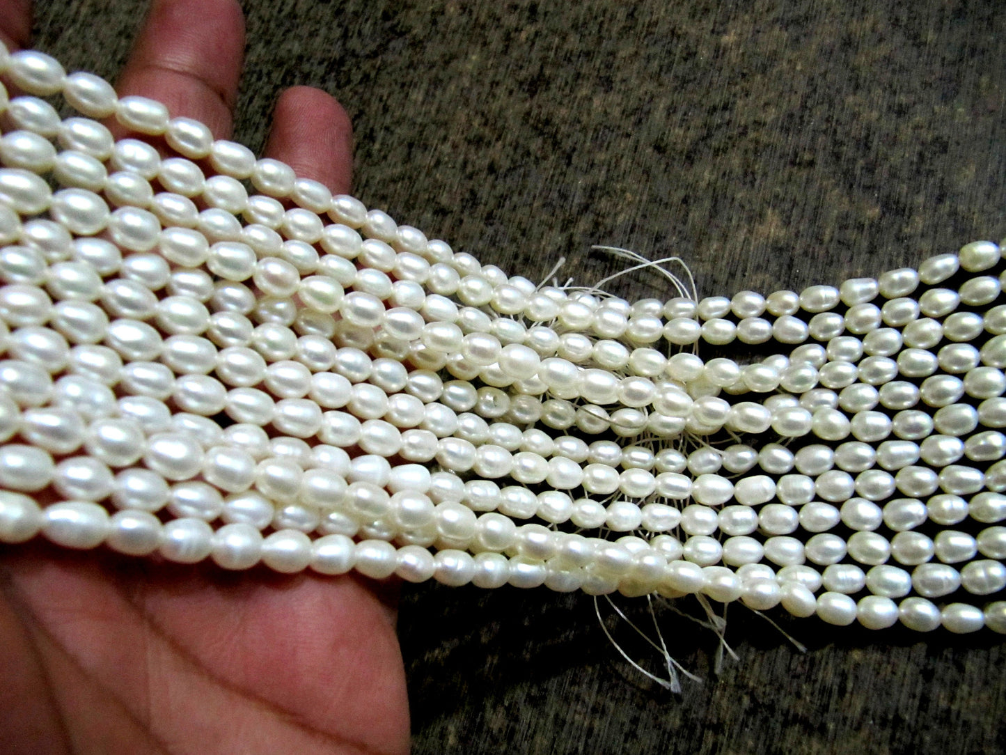 Natural Fresh water Pearl Rice White Pearl 5X7mm Size Beads Strand 15 inches Long Top Quality Jewelry Making Gemstone Beads