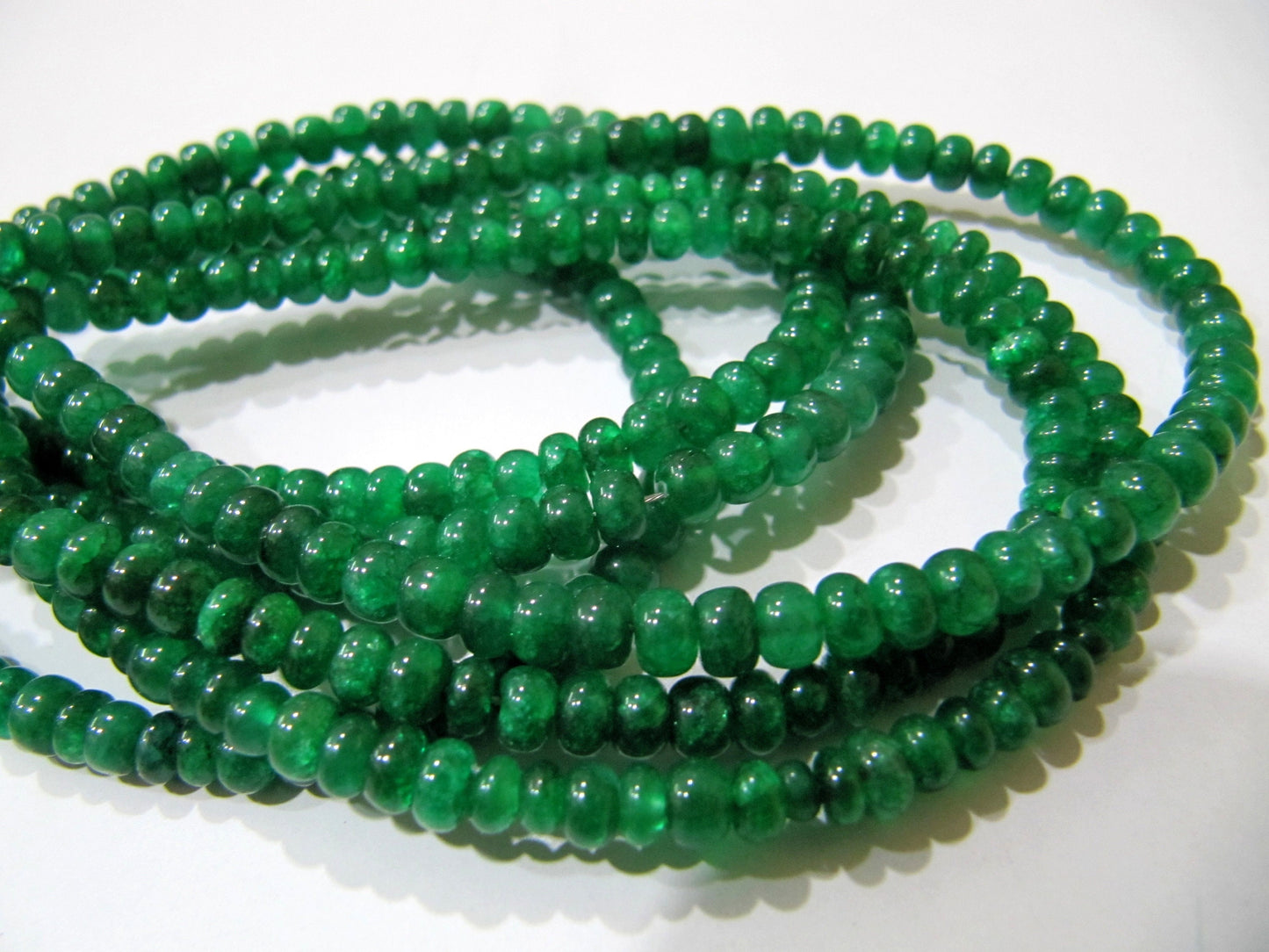 Dyed Emerald Rondelle Plain Smooth 4-5 mm Size Beads  Strand 8 inches long Jewelry Making Precious Gemstone Beads Wholesale Prices