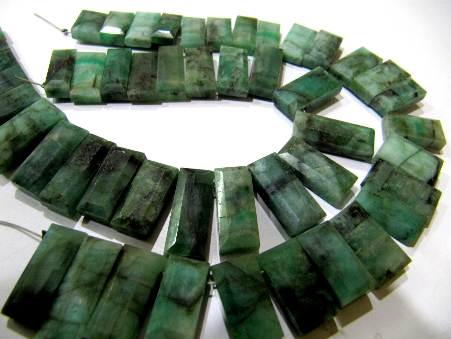 Natural Emerald Baguette Shape 15-20mm Long Side Drilled Rectangle shaped Beads strand 8 Inches long Sold Per Strand Jewelry making  Beads