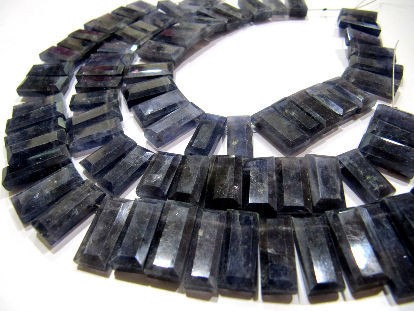 Natural Iolite Baguette Shape 15-20mm Approximately Long Side Drilled Beads strand 8 Inches long Sold Per Strand Jewelry making  Beads