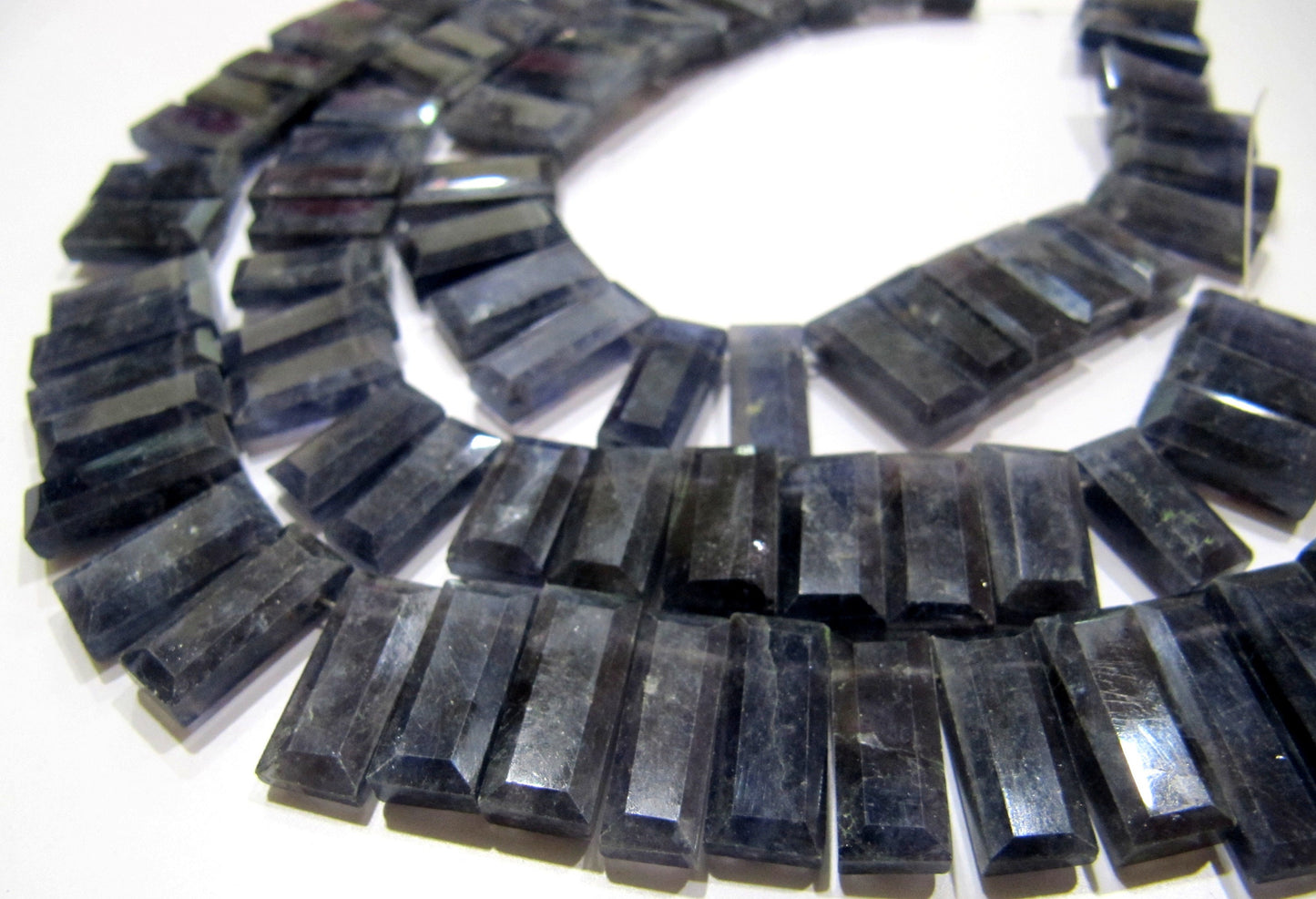 Natural Iolite Baguette Shape 15-20mm Approximately Long Side Drilled Beads strand 8 Inches long Sold Per Strand Jewelry making  Beads