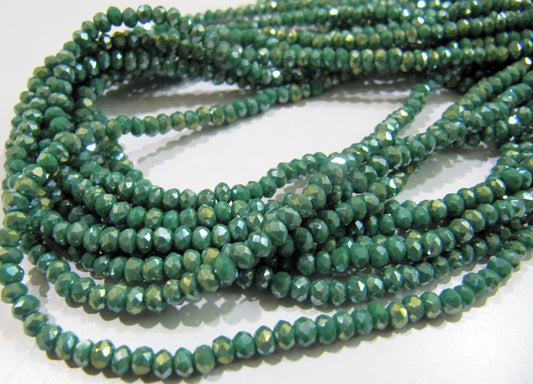Mystic Coated Green Onyx Hydro Quartz Rondelle Faceted Size 3mm Beads Strand 13 inches long Wholesale prices jewelry making Quartz Beads