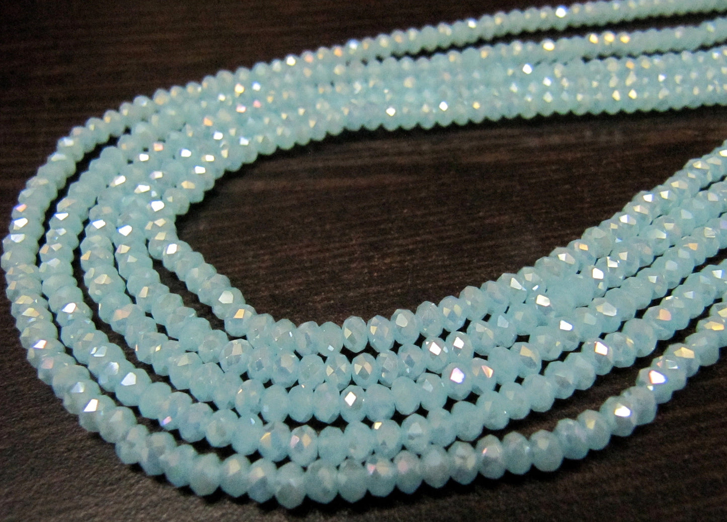 Mystic Coated Light Aqua Chalcedony Hydro Quartz Rondelle Faceted Size 4mm Beads Strand 13 inches long Wholesale prices