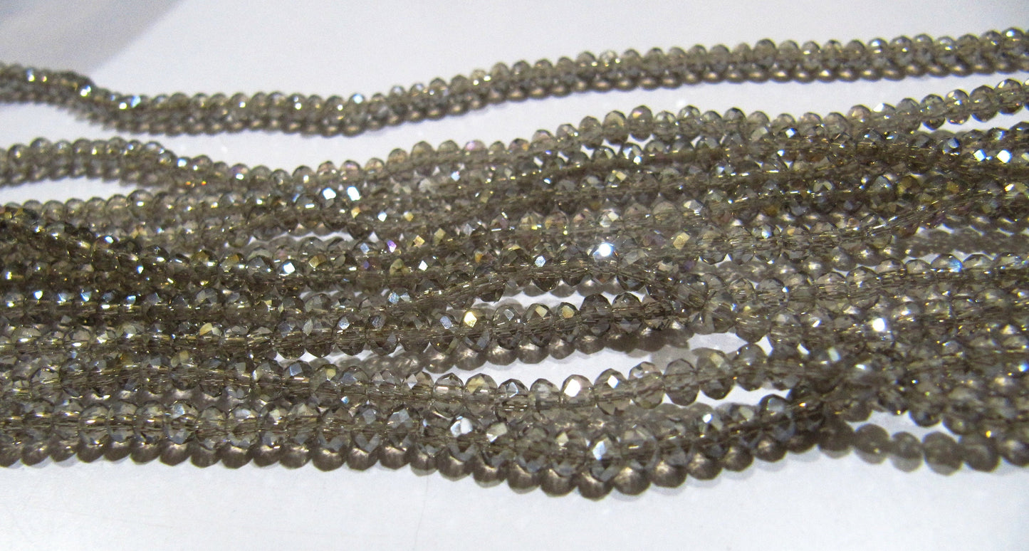 AB Coated Labradorite Hydro Quartz Rondelle Faceted Size 3mm Beads Strand 14 inches long approx. 150 Beads per String Wholesale prices